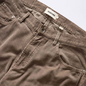 material shot of button fly on The Democratic All Day Pant in Morel Cord