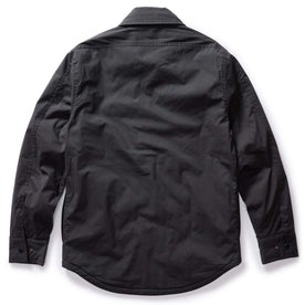 flatlay of The Lined Maritime Shirt Jacket in Coal, shown from the back
