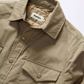 material shot of the collar on The Lined Maritime Shirt Jacket in Olive