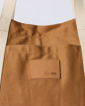 material shot of the Taylor Stitch leather patch on The Market Tote in Cedar Boss Duck