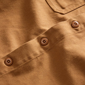 material shot of the buttons on The Shop Shirt in Cedar Boss Duck
