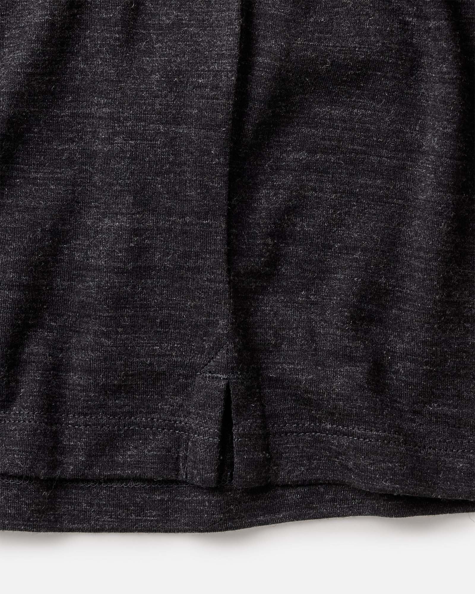 material shot of the cuff on The Merino Polo in Heather Black, Knits by Taylor Stitch