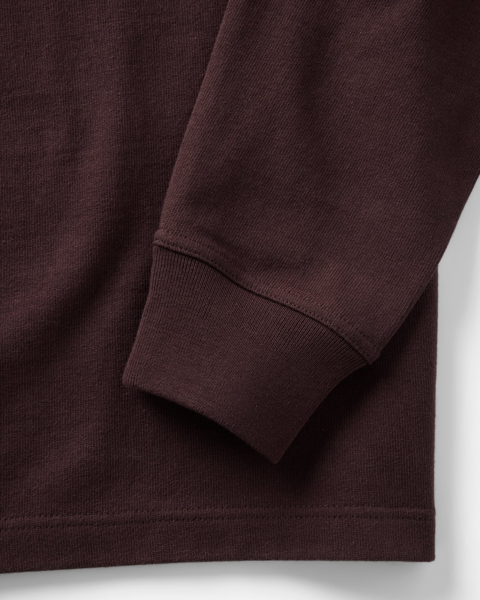 material shot of the sleeve on The Rugby Shirt in Burgundy, Knits by Taylor Stitch