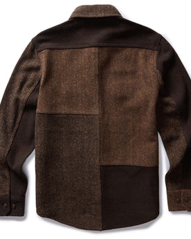 flatlay of The Patchwork Overshirt in Timber Tweed, shown from the back, Outerwear by Taylor Stitch