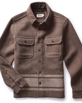 flatlay of The Ranger Shirt in Sable Heather Blanket Stripe Wool, Outerwear by Taylor Stitch