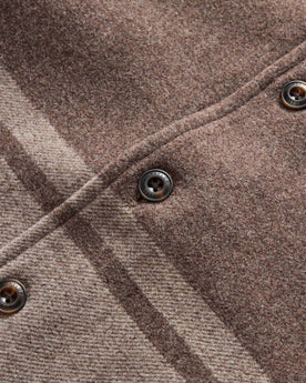 material shot of the buttons on The Ranger Shirt in Sable Heather Blanket Stripe Wool, Outerwear by Taylor Stitch