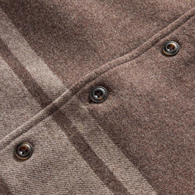 material shot of the buttons on The Ranger Shirt in Sable Heather Blanket Stripe Wool