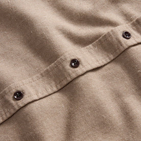 material shot of the buttons on The California Shirt in Brushed Caramel