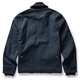 flatlay of The Deck Jacket in Dark Navy Dry Wax, shown from back