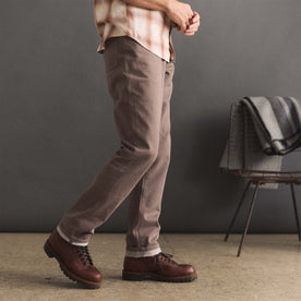 fit model standing in The Democratic All Day Pant in Silt Broken Twill