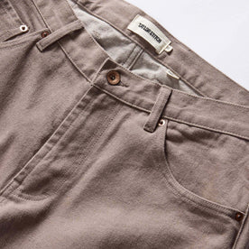 material shot of the button fly on The Democratic All Day Pant in Silt Broken Twill