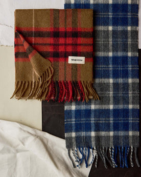 material shot of The Fireside Scarf in Camel Tartan Merino, Accessories by Taylor Stitch