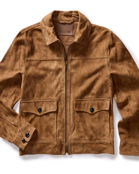 flatlay of The James Jacket in Vintage Tan Suede, Outerwear by Taylor Stitch