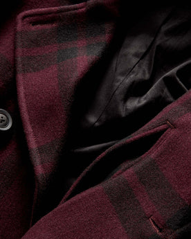 material shot of the lining of The Mariner Coat in Port Plaid Wool, Outerwear by Taylor Stitch
