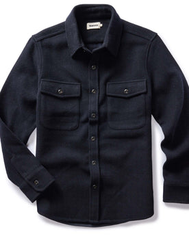 flatlay of The Maritime Shirt Jacket in Navy Wool, Wovens by Taylor Stitch