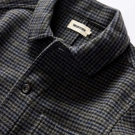 material shot of the collar on The Ojai Jacket in Ash Guncheck Wool