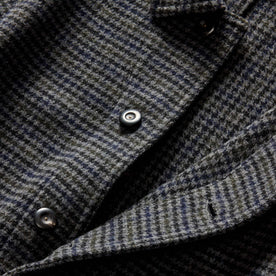 material shot of the black horn buttons on The Ojai Jacket in Ash Guncheck Wool