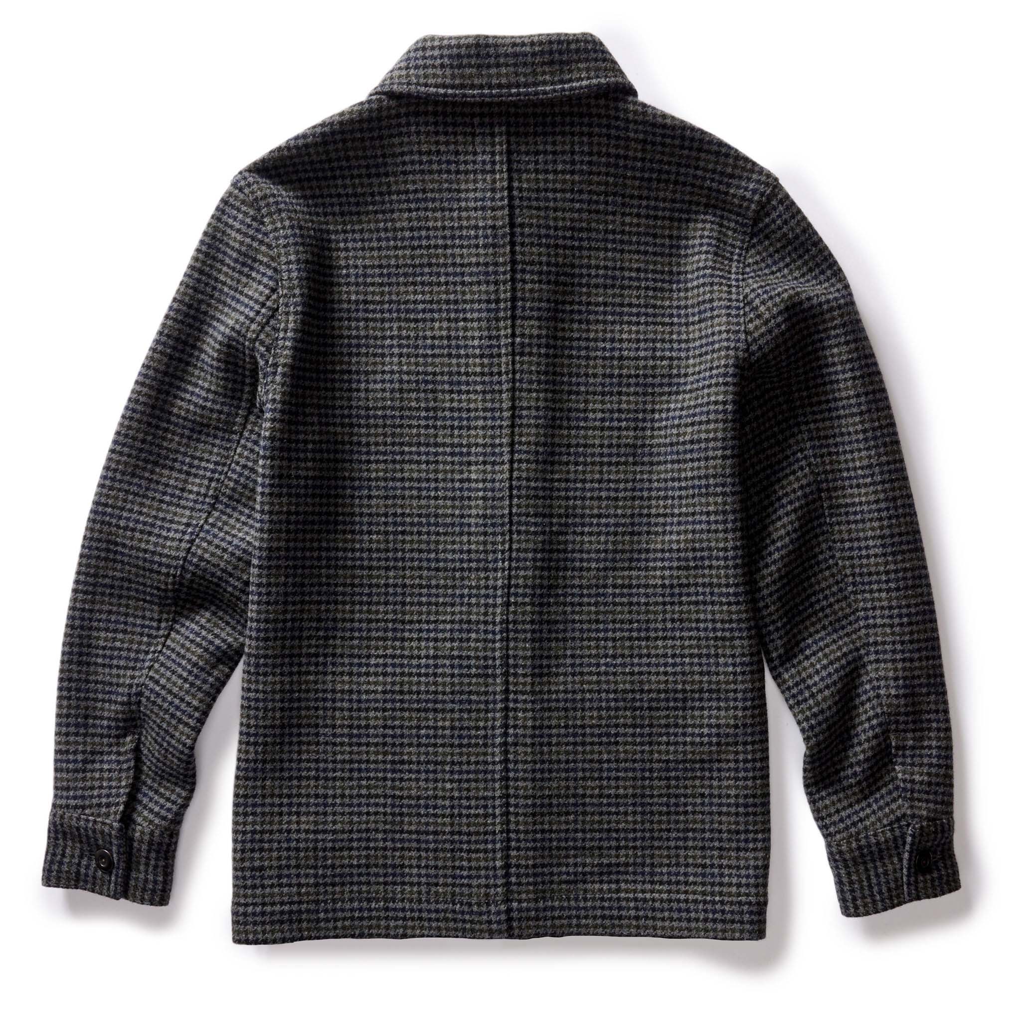 flatlay of The Ojai Jacket in Ash Guncheck Wool, from the back, Outerwear by Taylor Stitch