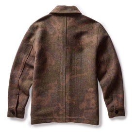 flatlay of The Ojai Jacket in Heathered Camo Wool, from the back