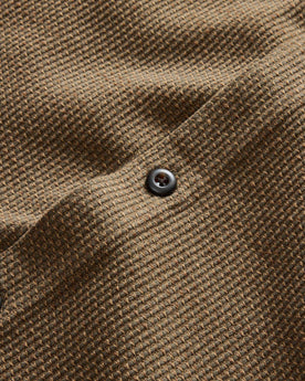 material shot of the buttons on The Point Shirt in Cypress Sashiko, Wovens by Taylor Stitch