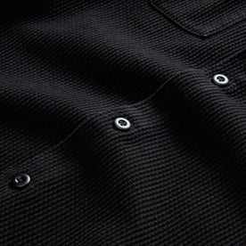 material shot of the buttons on The Point Shirt in Coal Sashiko