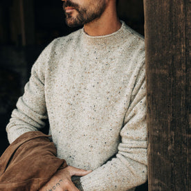 fit model in The Seafarer Sweater in Natural Donegal