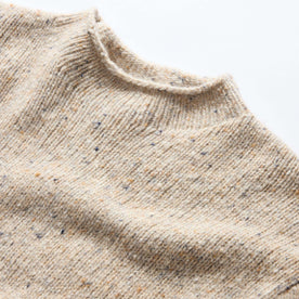 material shot of the mock neck collar on The Seafarer Sweater in Natural Donegal