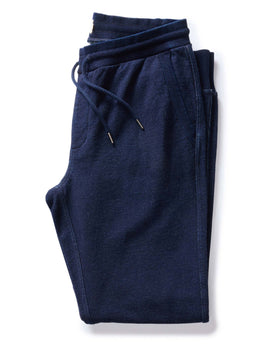 flatlay of The Sunset Pant in Indigo Terry, Bottoms by Taylor Stitch