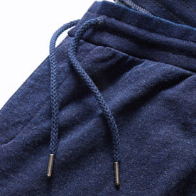 material shot of the drawcords on The Sunset Pant in Indigo Terry