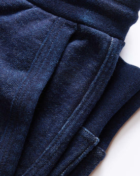 material shot of the pockets on The Sunset Pant in Indigo Terry, Bottoms by Taylor Stitch