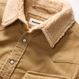 material shot of the collar on The Western Shirt Jacket in Dark Khaki Corduroy