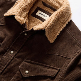 material shot of the collar on The Western Shirt Jacket in Soil Corduroy