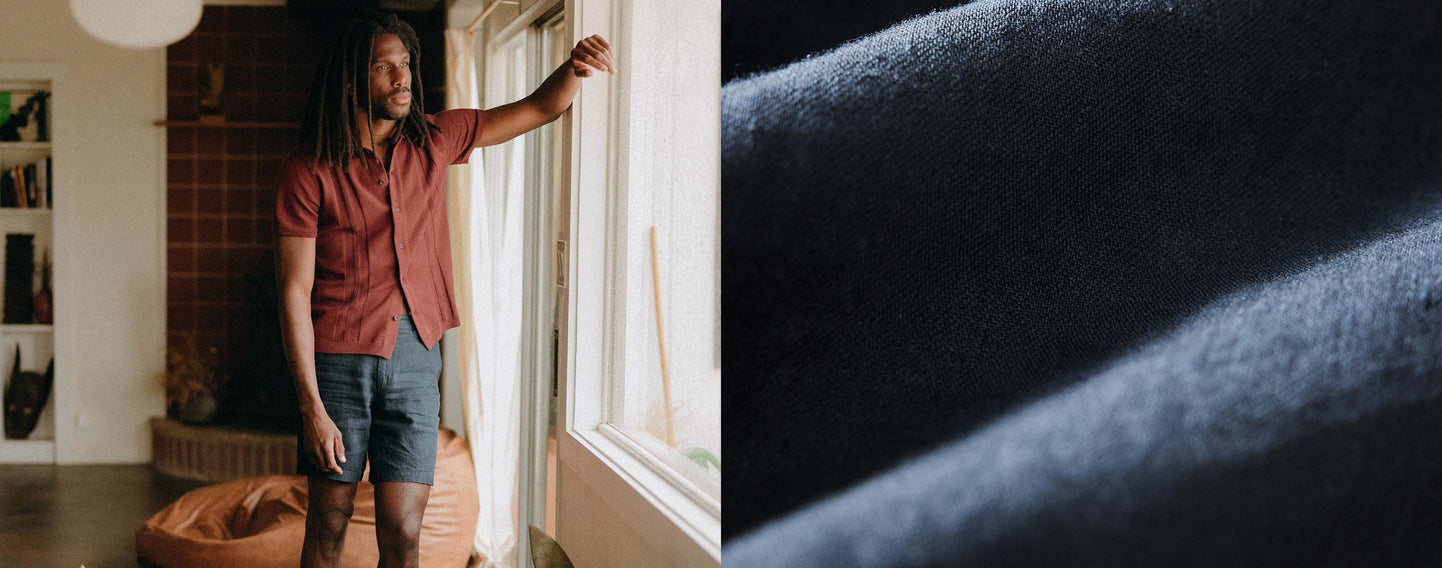 The Easy Short in Navy Linen,  by Taylor Stitch