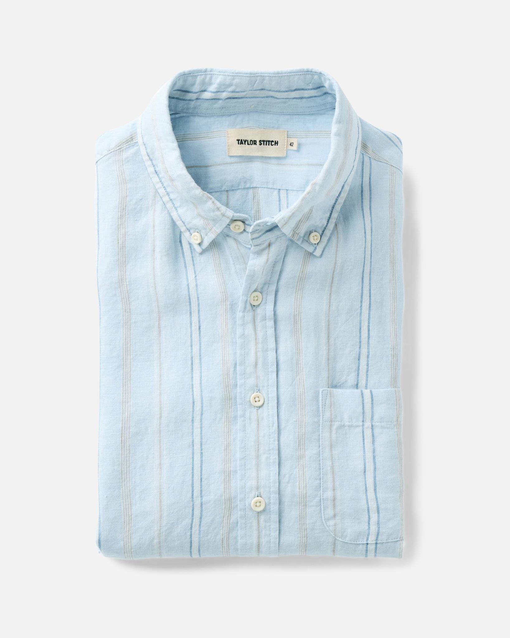 flaltay of The Jack in Blue Sky Stripe Linen, Wovens by Taylor Stitch