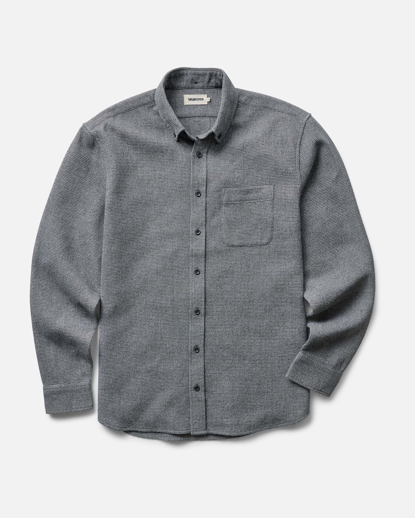 flatlay of The Jack in Charcoal Twist Waffle, Wovens by Taylor Stitch
