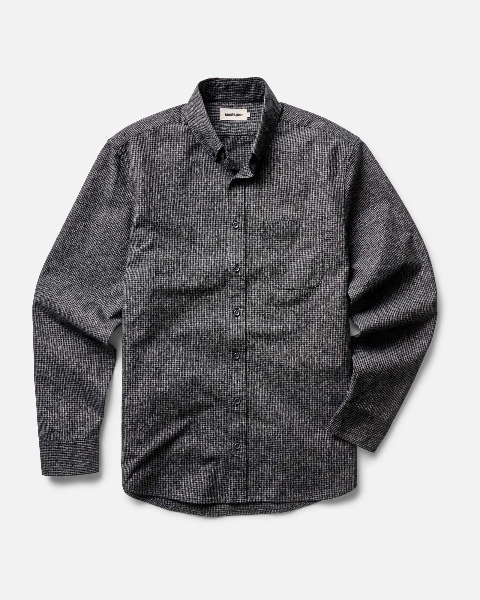 flatlay of The Jack in Coal Jaspe Check Oxford, Wovens by Taylor Stitch