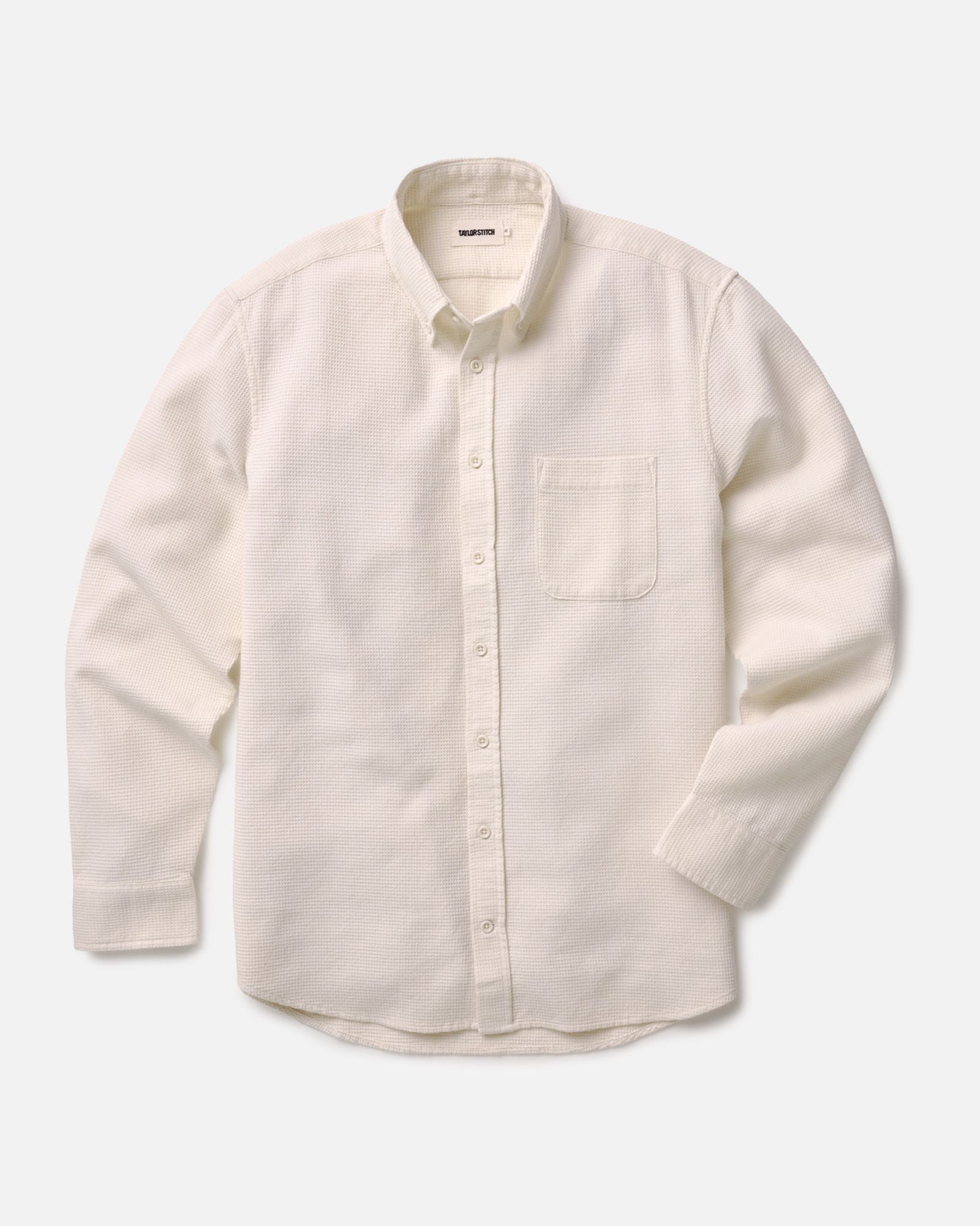 flatlay of The Jack in Vintage White Waffle, Wovens by Taylor Stitch