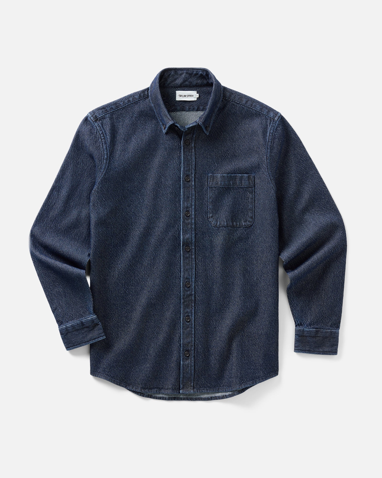 flatlay of The Jack in Rinsed Indigo Japanese Jacquard Dot, Wovens by Taylor Stitch