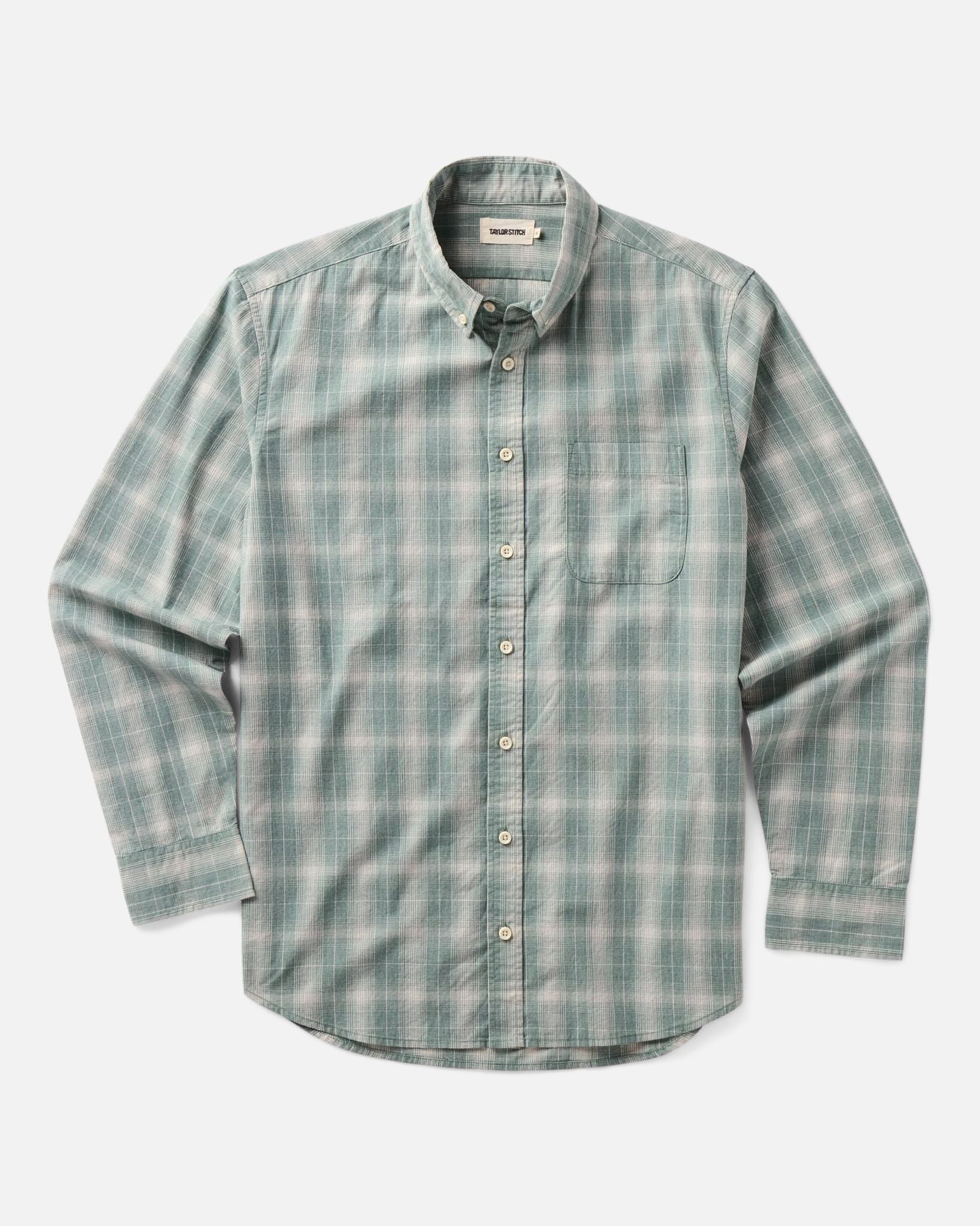 flatlay of The Jack in Sea Moss Plaid, Wovens by Taylor Stitch