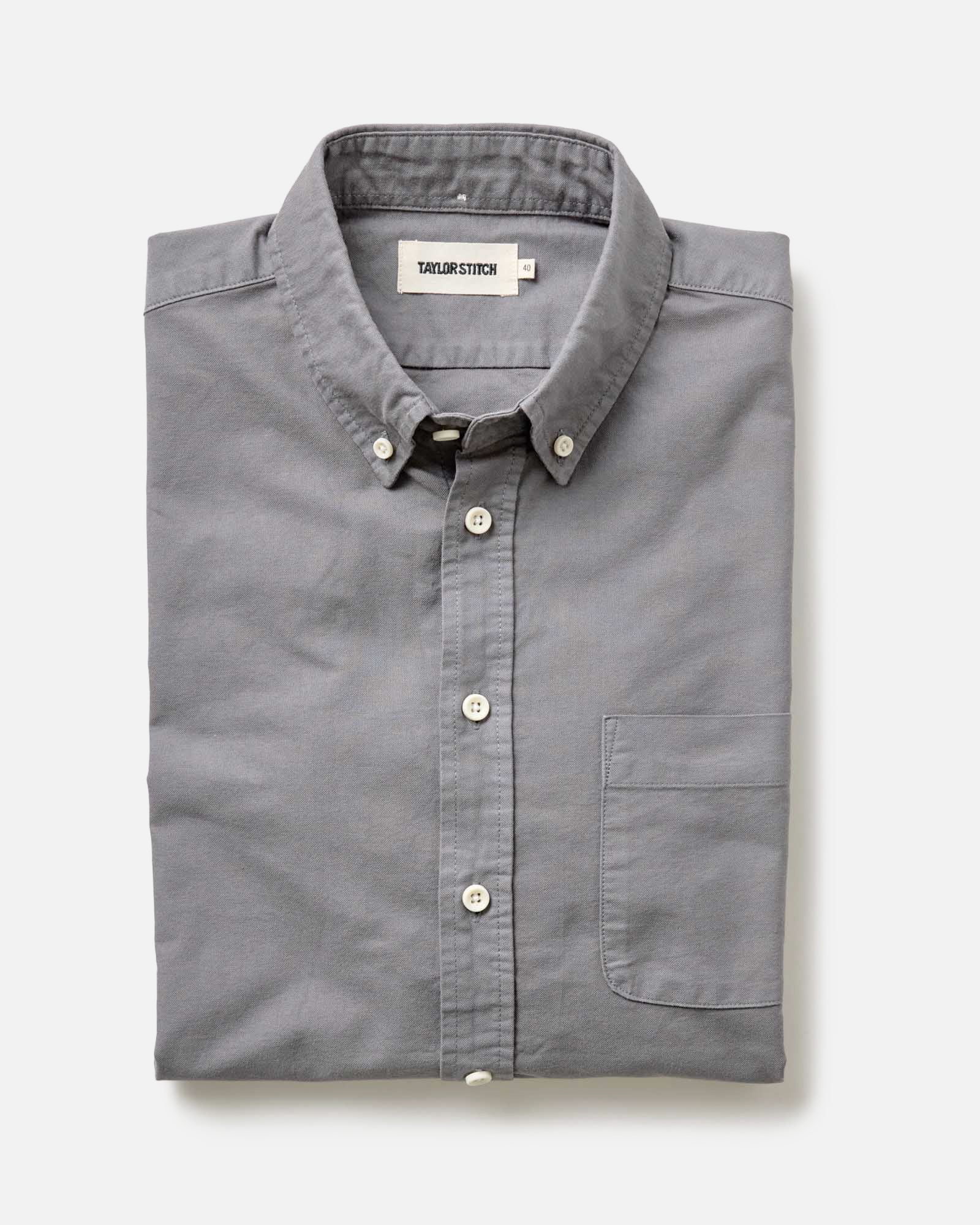 flatlay of The Jack in Smoke Oxford, Wovens by Taylor Stitch