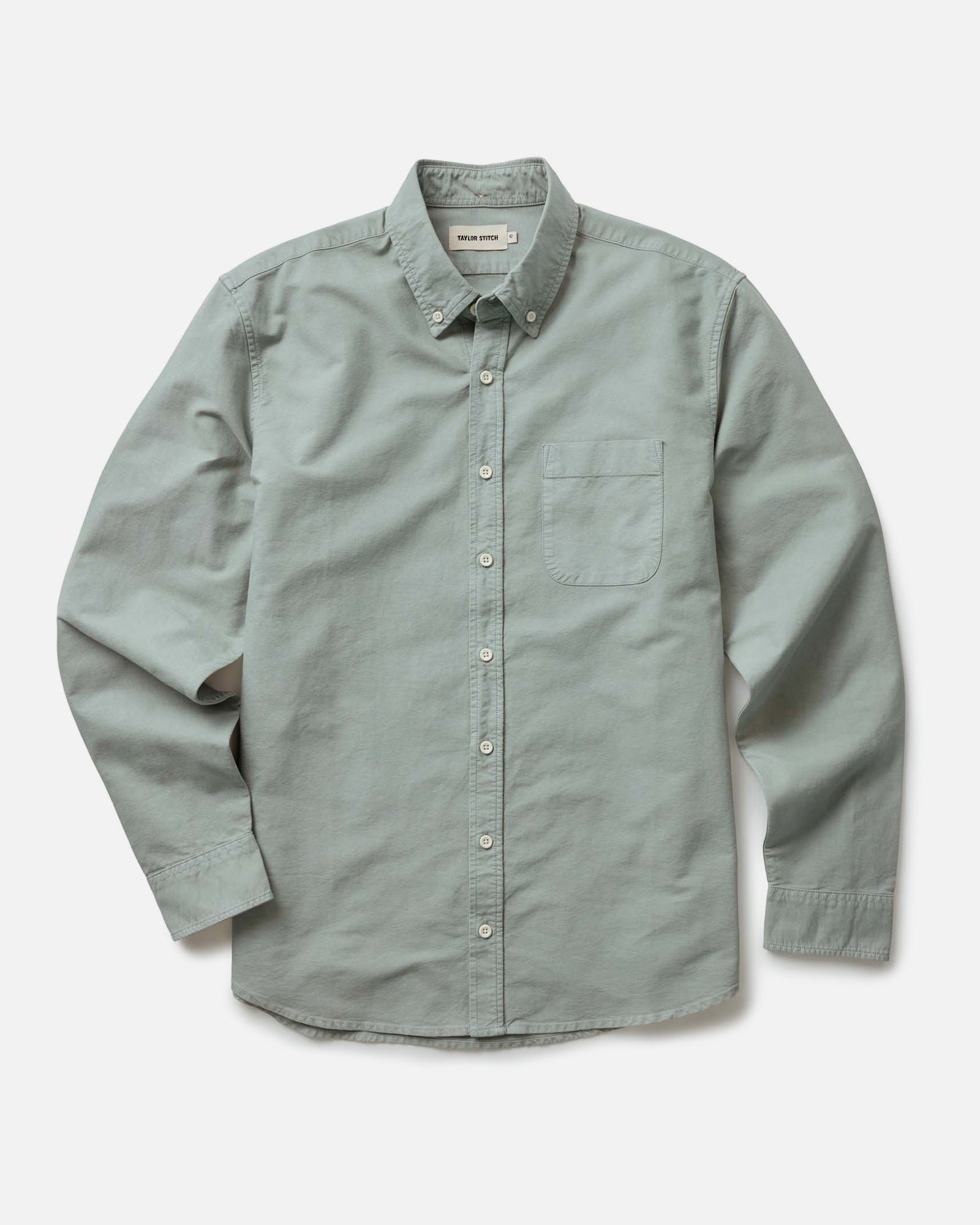 flatlay of The Jack in Surf Green Oxford, Wovens by Taylor Stitch