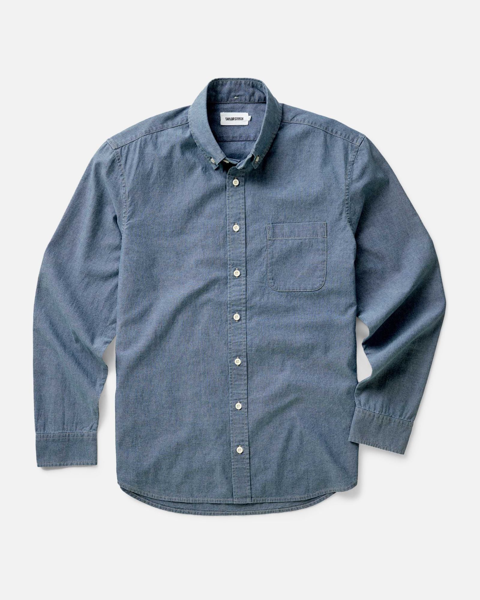 flatlay of The Jack in Washed Indigo Chambray, Wovens by Taylor Stitch