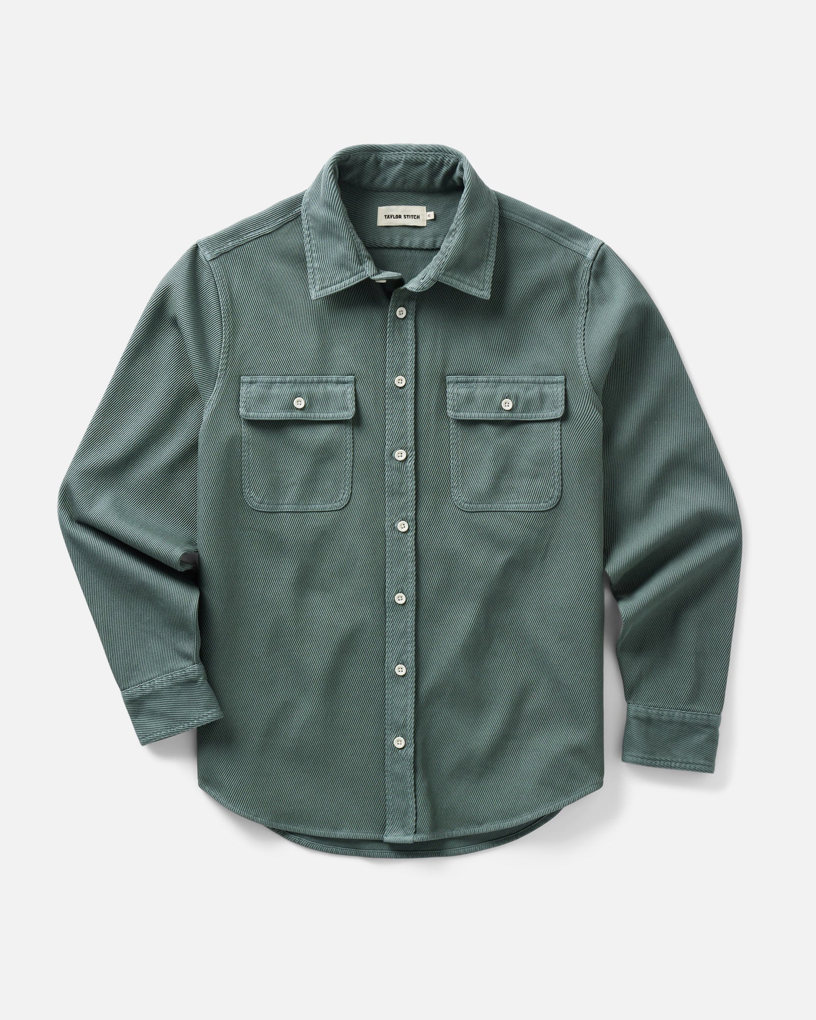 flatlay of The Ledge Shirt in Deep Sea Twill, Wovens by Taylor Stitch