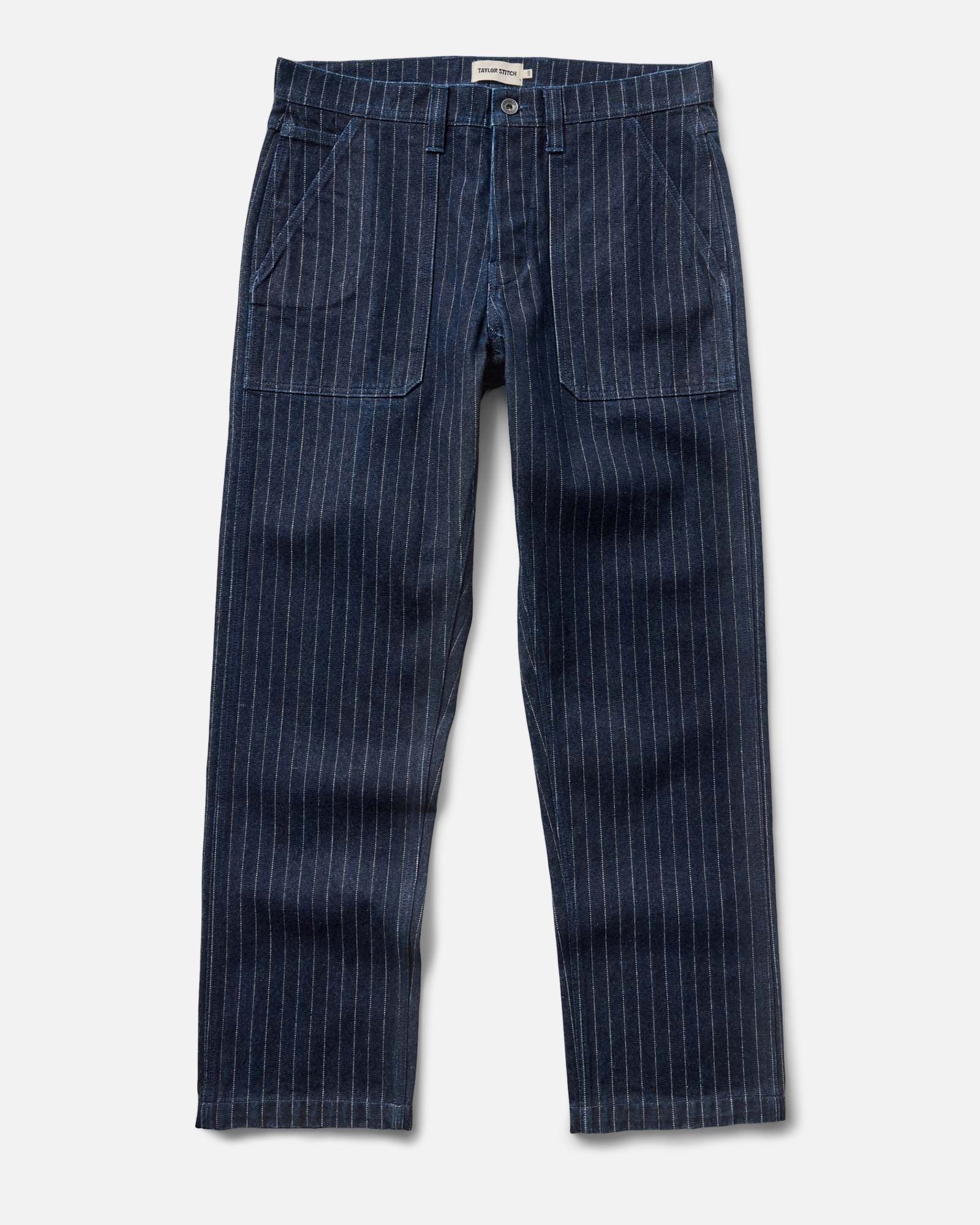 flatlay of The Mariner Jean in Rinsed Indigo Dobby Denim, Bottoms by Taylor Stitch