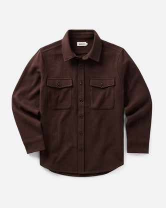 flatlay of The Maritime Shirt Jacket in Burgundy Moleskin Twill