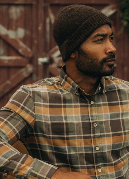 Model wearing The Western Shirt in Denim