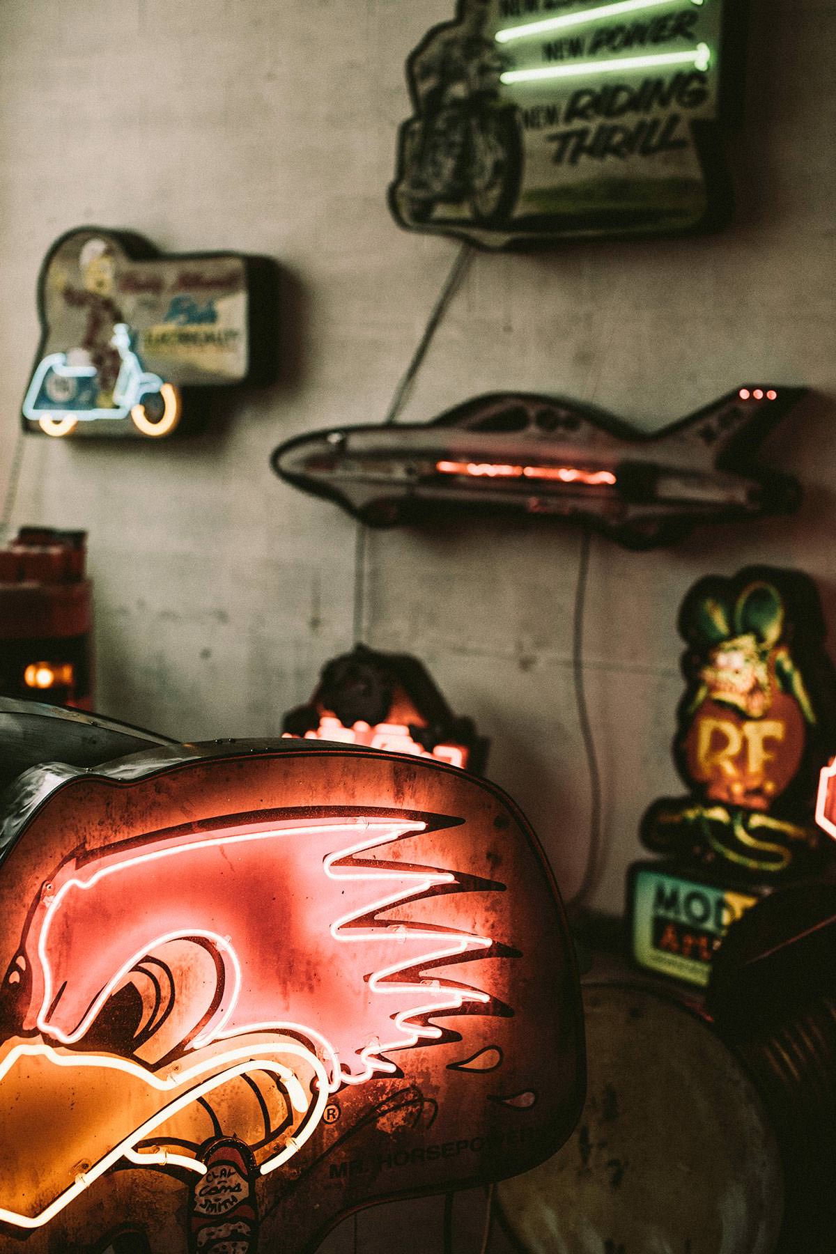 Assorted neon signage on display.
