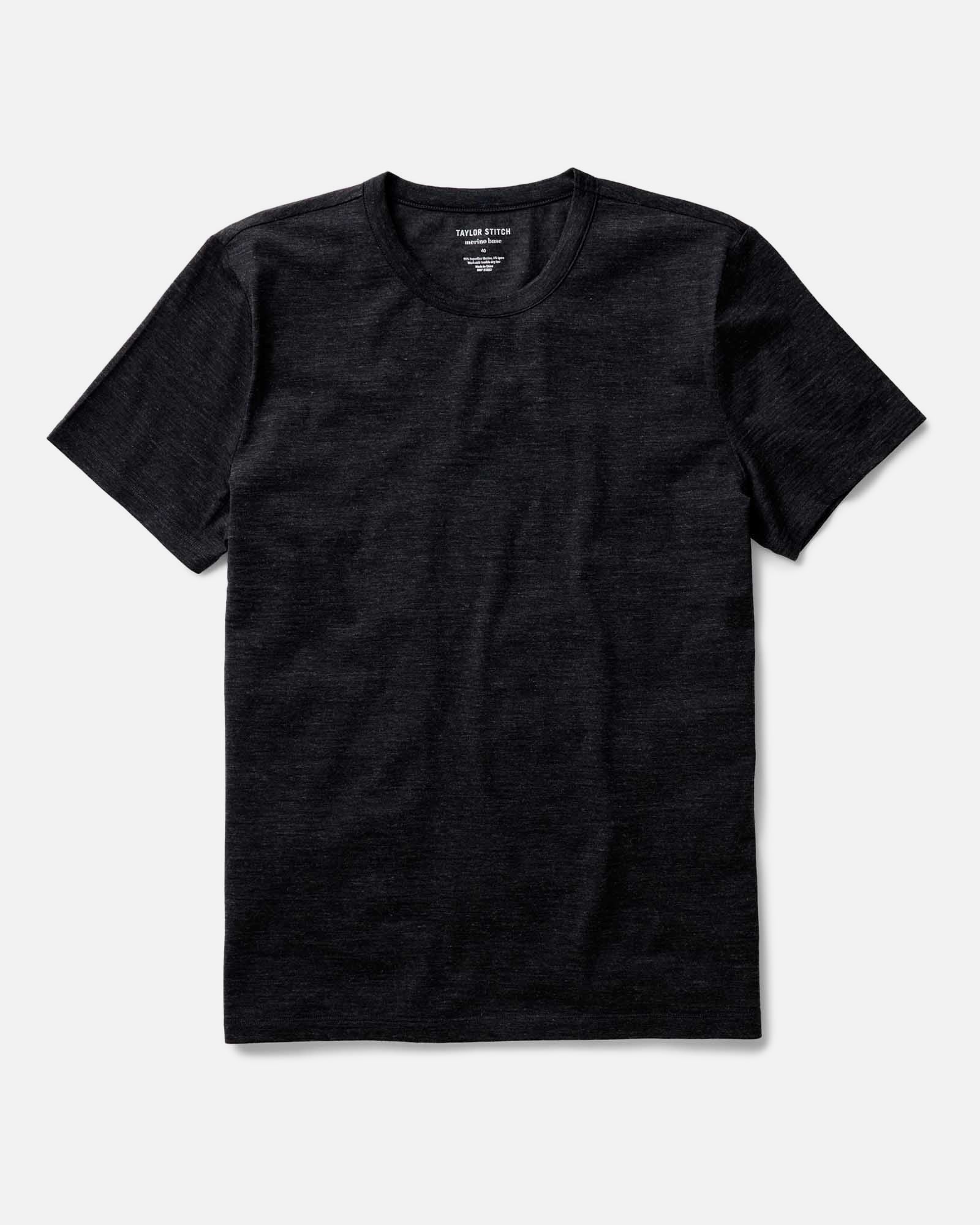 flatlay of The Merino Tee in Heather Black, Knits by Taylor Stitch