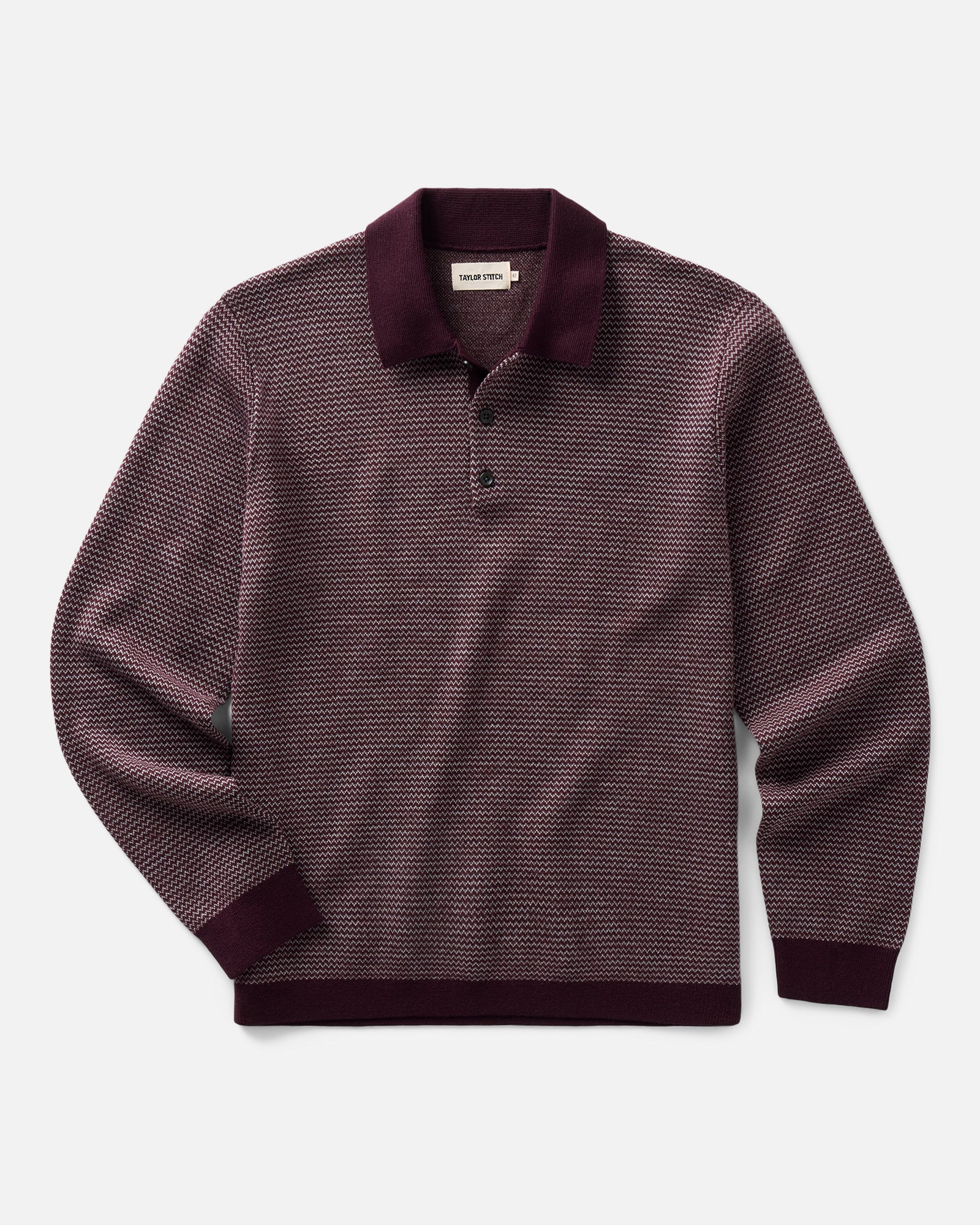 The Newton Sweater Polo in Burgundy Birdseye Merino: Featured Image, Sweaters by Taylor Stitch
