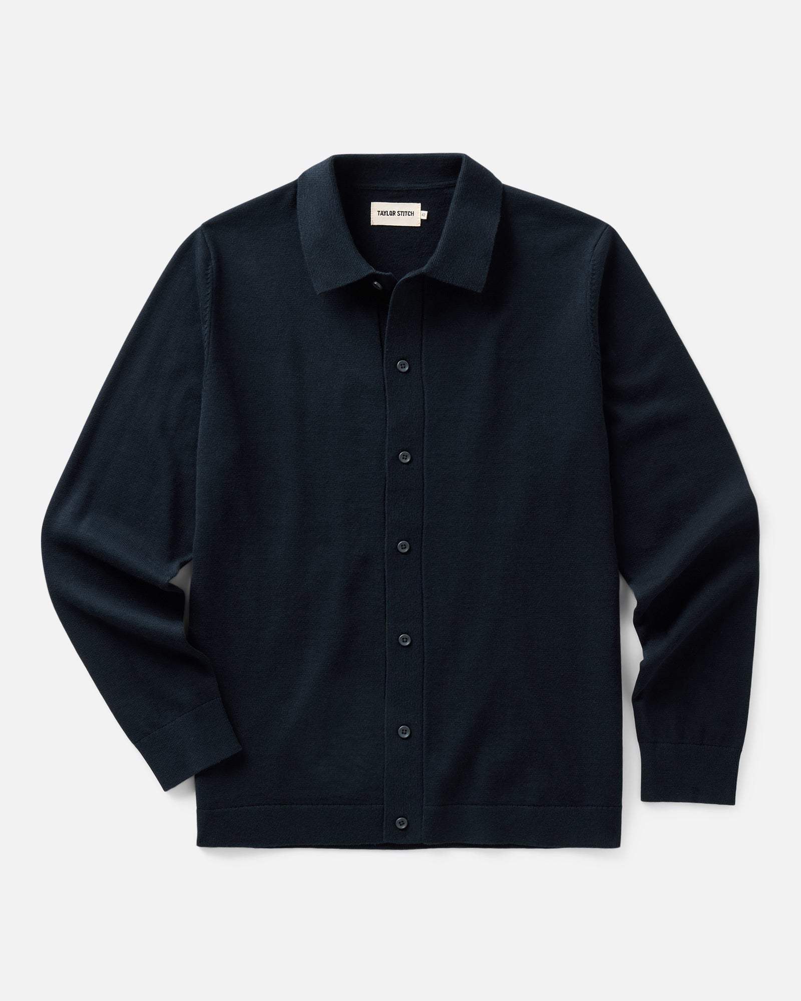 flatlay of The Nichols Polo in Nocturne Cotton Cashmere, Sweaters by Taylor Stitch